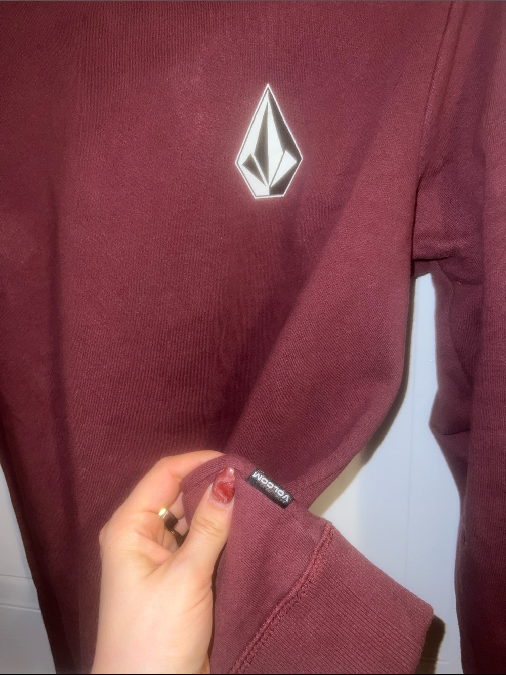 Volcom Men's Burgundy Crewneck Sweatshirt with Logo Accents - Picture 5 of 8